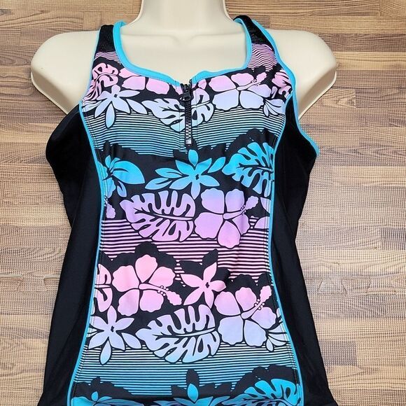Zero Posur Tropical Print Swim Suit Size 18.5 - Picture 3 of 16
